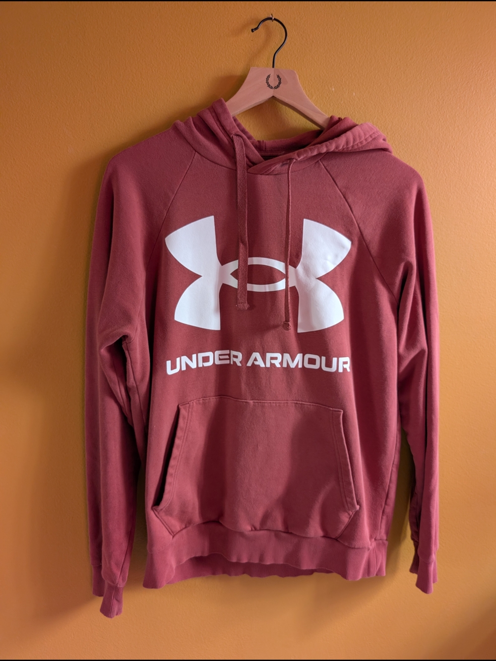 Under Armour Rust Red Hoodie with White Logo